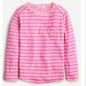 Girls' printed long-sleeve heart-pocket T-shirt